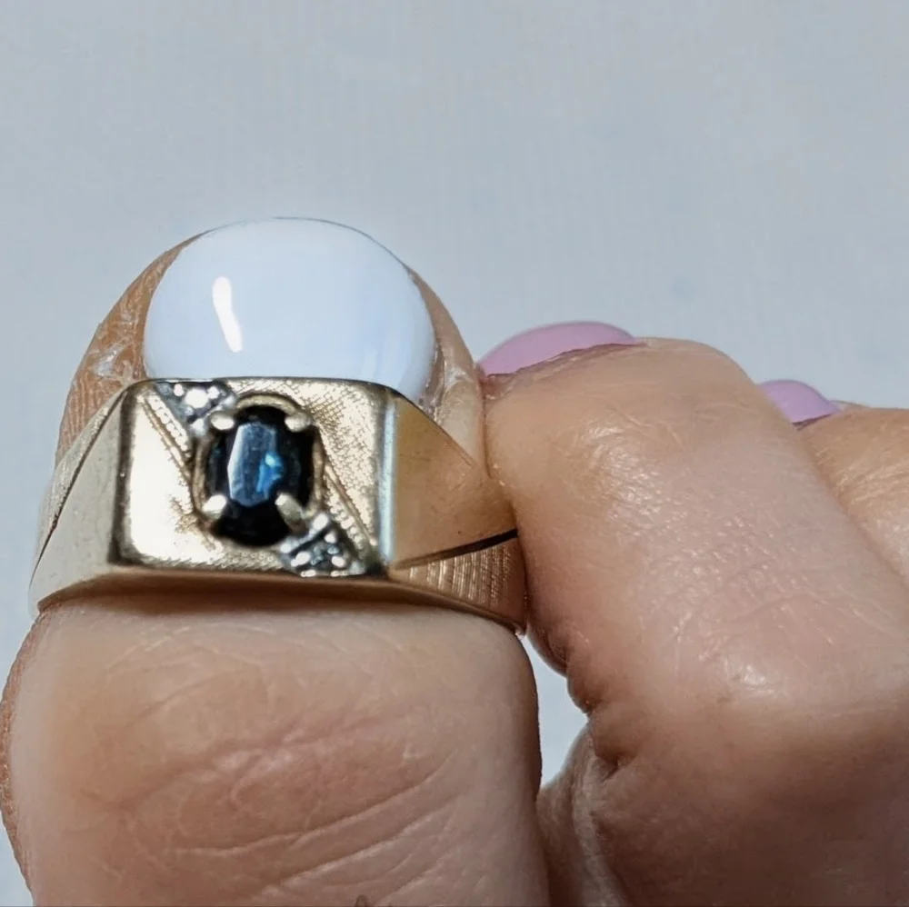 Vtg 1912 Weinman Brothers 10k sapphire solid Gold ring diamond accents  3.7g